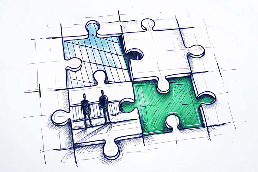 Unvollständiges Puzzle mit zwei Silhouetten – symbolisch für Geschädigte im Wirtschaftsstrafrecht.